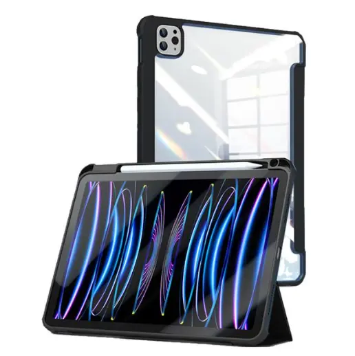 京东京造 ipad air5/4保护套10.9英寸 通用2022款透明磁吸带笔槽苹果平板电脑全包防弯防摔保护壳 黑色
