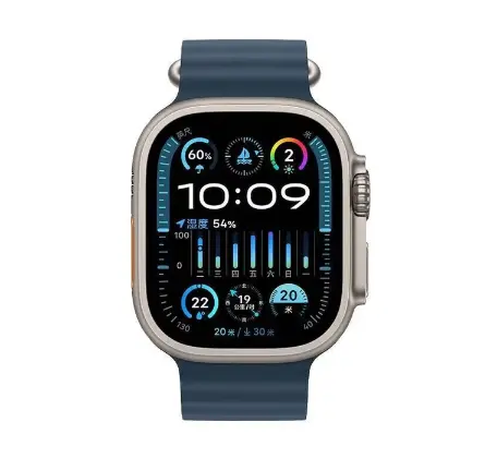 Apple/苹果 Watch Ultra2 智能手表GPS+蜂窝款49毫米钛金属表壳绿配灰色野径回环式表带S/M MRFN3CH/A