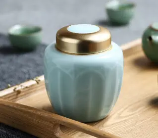 京造龙泉青瓷茶叶罐450ML