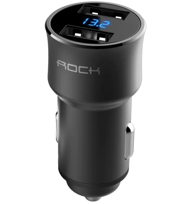 洛克（ROCK）车载点烟器充电器 二合一双USB4.8A快充通用款 4.8A|黑色