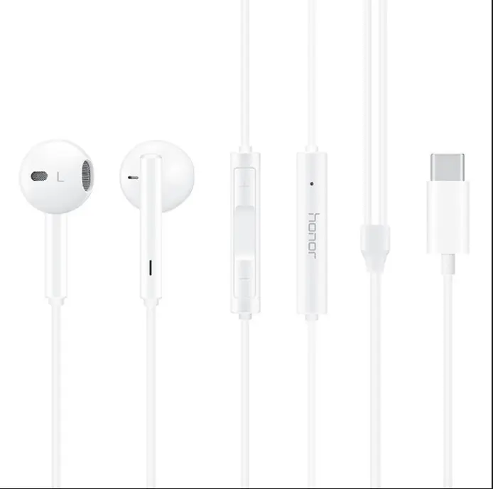 荣耀HONOR-Type-C数字耳机-AM33-白色-线长 1100mm-半入耳式-塑胶--独立包装-荣耀国内搭赠定制版